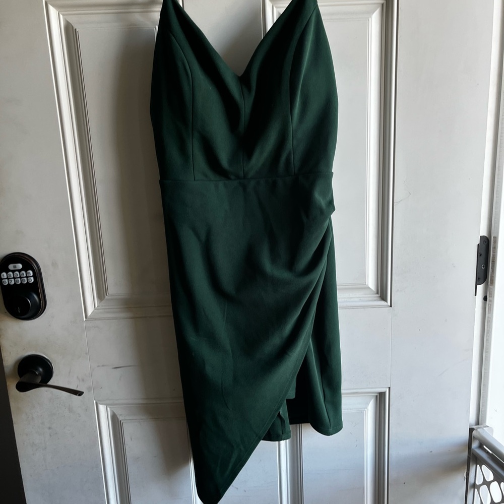 Emerald Sundae Asymmetrical Dark Green Dress